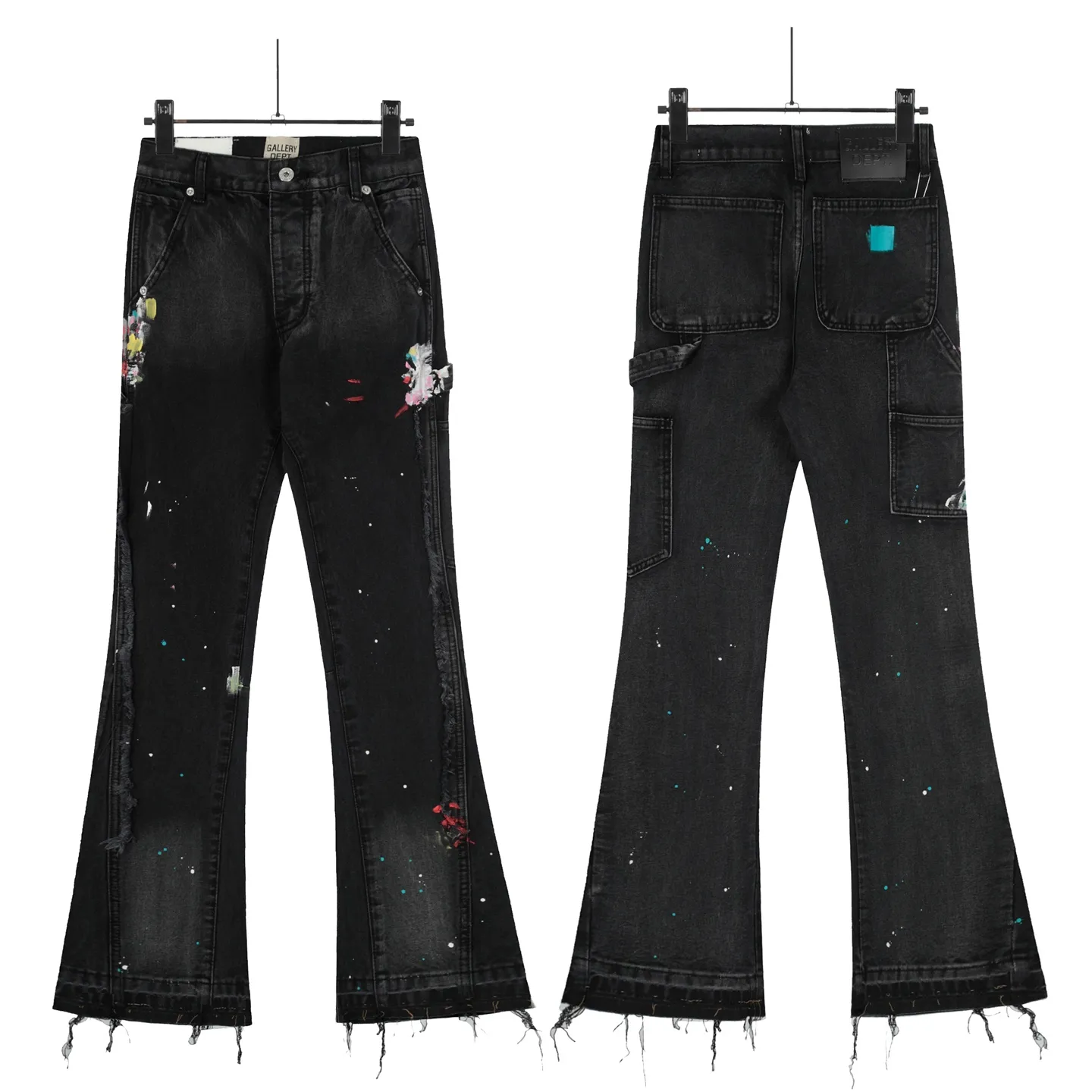 #8168 P250💰 GALLERY DEPT American retro splash-ink splicing micro-horn logging overalls raw edge jeans - Original purchase and pattern making to truly restore the ultimate texture of Vintage - Original hardware accessories, washed and other elevators, QR code analysis are all purchased from the original factory, high degree of restoration, welcome to compare with a certain product ~ - Three-dimensional version Loose and comfortable, not picky about the figure, taller and slimmer, factory Seiko, original factory quality control, same style for men and women, can be matched with couples Versatile recommendation: must-have jeans for all seasons Size: S-XXL (28-36)